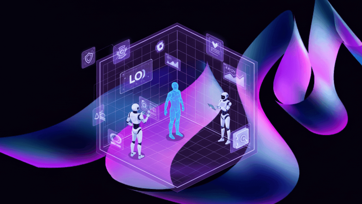 AI agents collaborating in a modern workspace